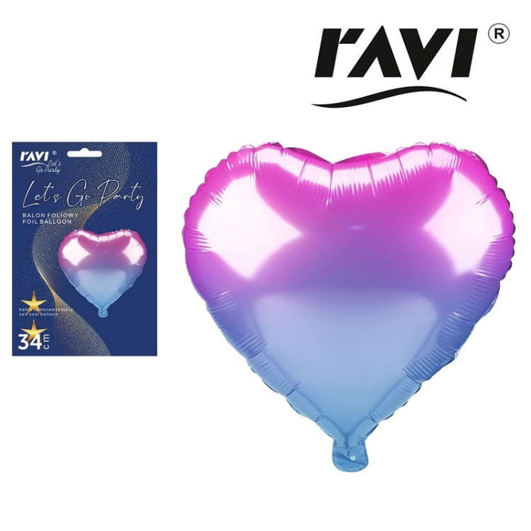 Let's Go Party Balon foliowy HEART pink/blue RAVI